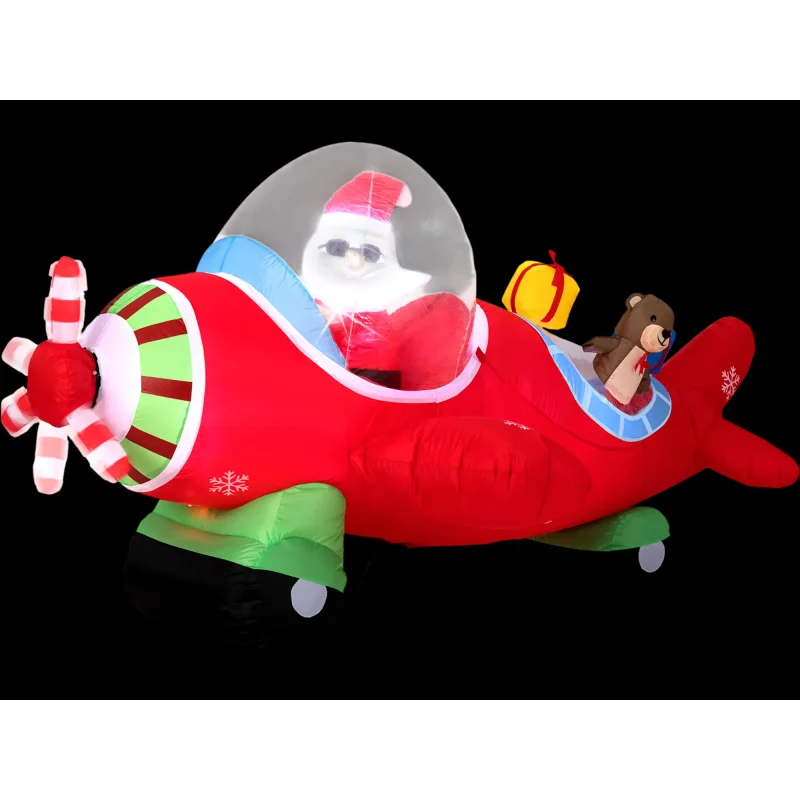 Costway 7.2' Christmas Inflatable Airplane w/ Gift Boxes & LED Lights 89634314 New