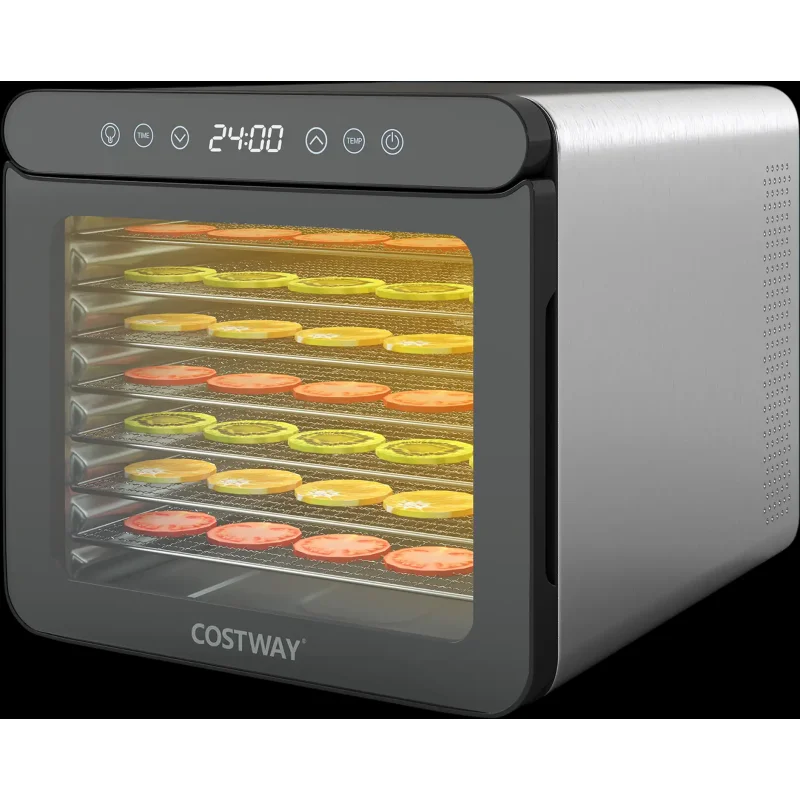 Costway 7-Tray Stainless Steel Food Dehydrator w/ 1-24H Timer & 30-75 Temp Control 486357921 New