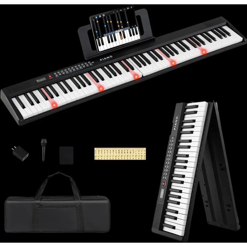 Costway 88-Key Foldable Portable Semi-Weighted Electric Piano Keyboard 72041487 New