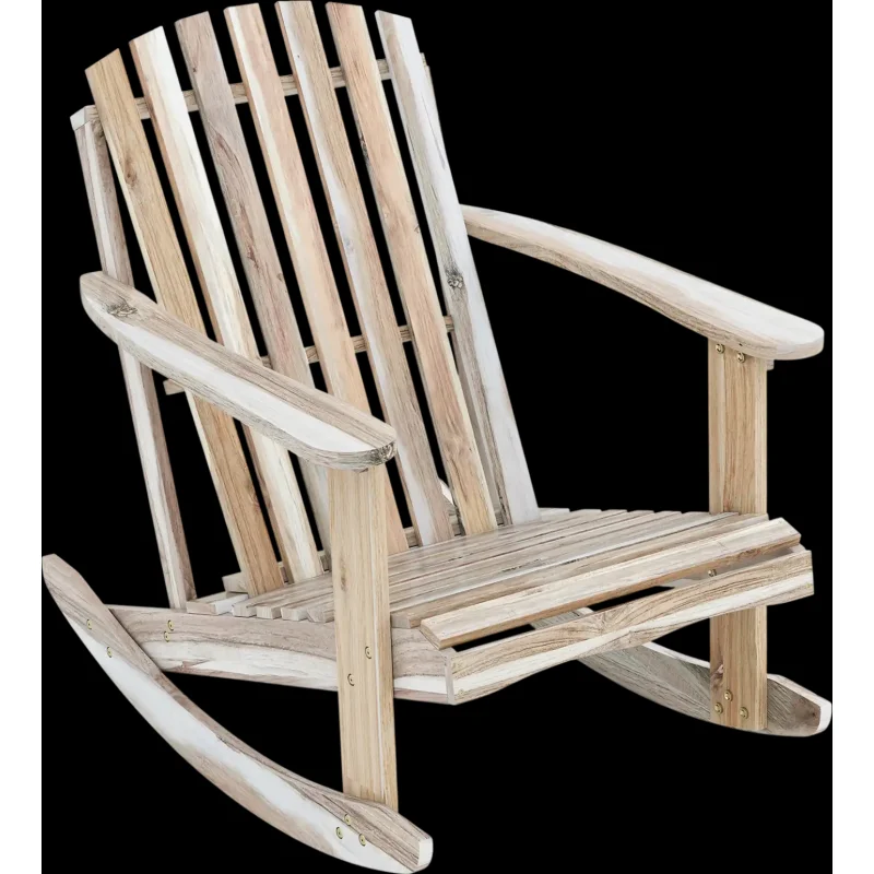 Costway Adirondack Rocking Chair Slatted Seat High Fanned Back 42042535 New