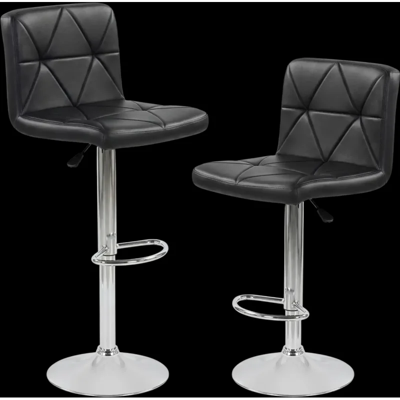 Costway Adjustable Swivel Bar Stools Set of 2 w/ Back Footrest 19256657 New