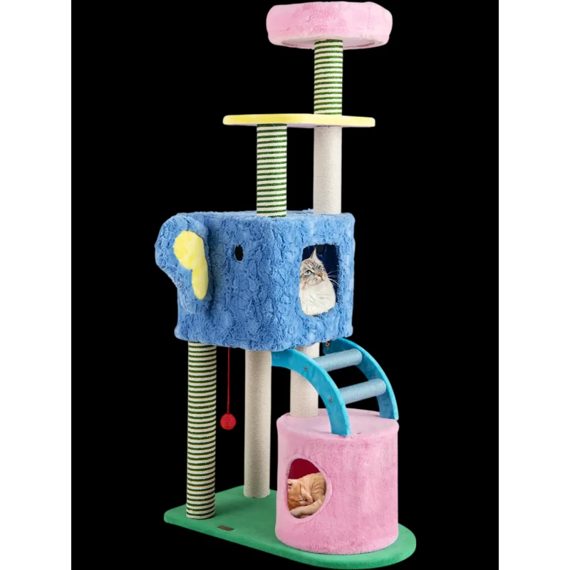 Costway Elephant Themed Multi-Level Cat Tree Tower 2 Condos 30843239 New