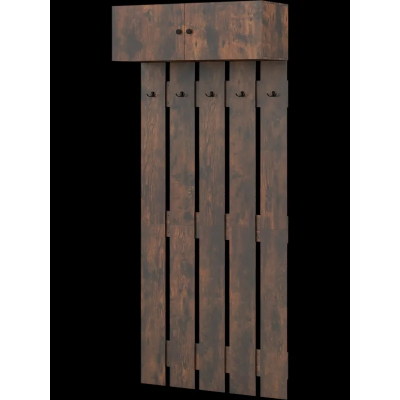 Costway Entryway Wall Mounted Coat Rack Hall Tree 64115068 New Rustic Brown