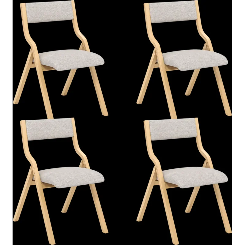Costway Folding Wooden Upholstered Dining Chair Set of 4 17685218 New
