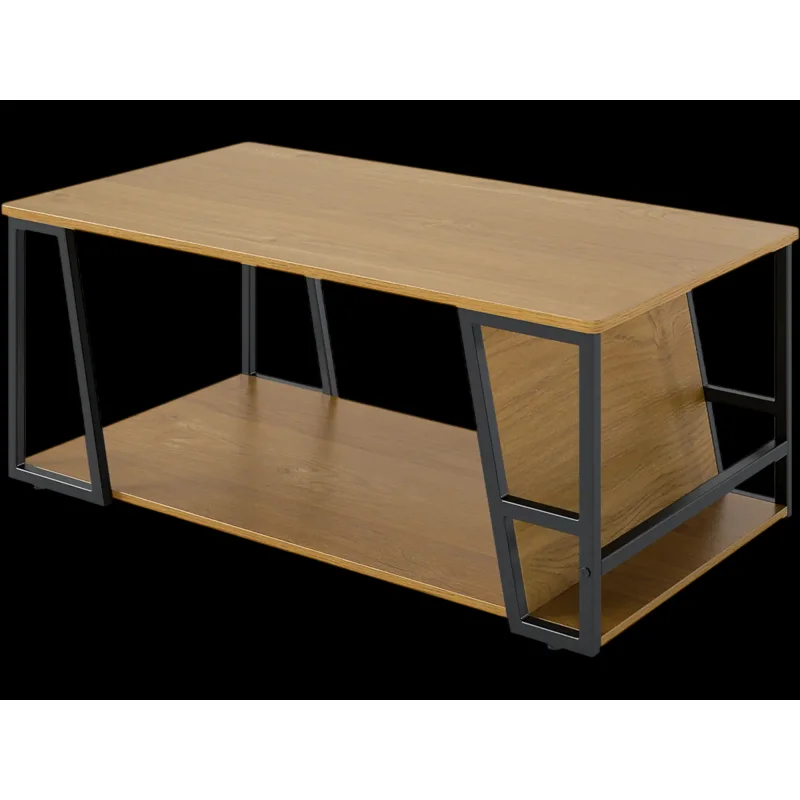 Costway Industrial 2-Tier Rectangle Coffee Table w/ Storage Shelf Compartment 29021955 New Natural
