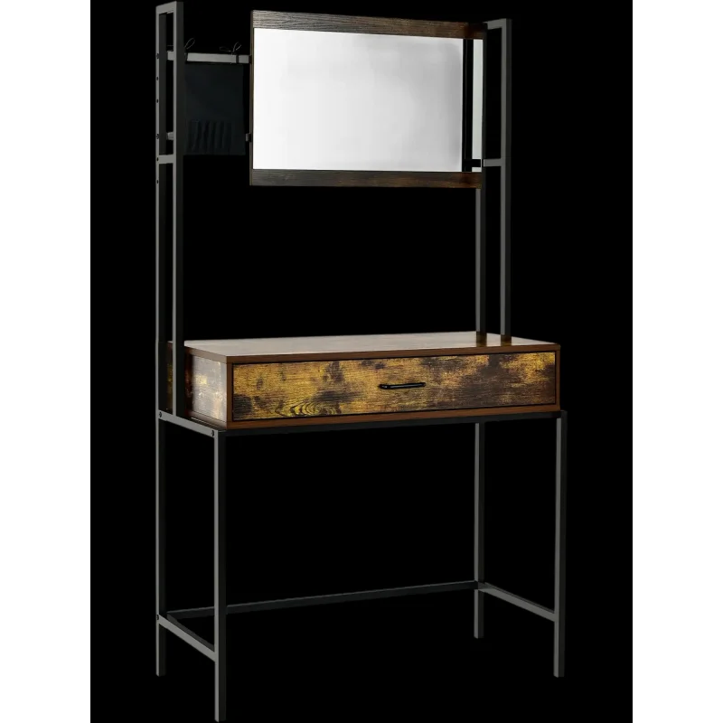 Costway Industrial Vanity Table Adjustable Mirror Brown 90627358 New