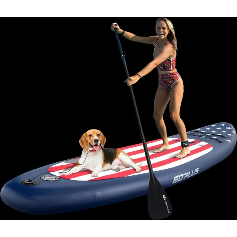 Costway Inflatable Paddle Board Removable Fin Backpack-A 17952684 New