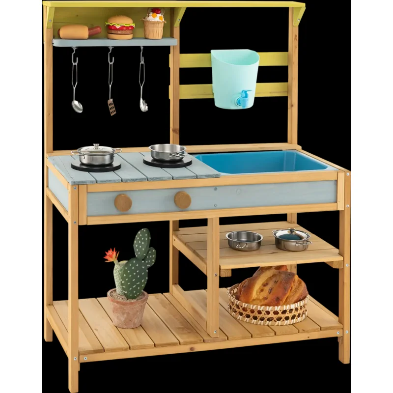 Costway Kids Outdoor Mud Kitchen w/ Faucet Water Box 85792413 New