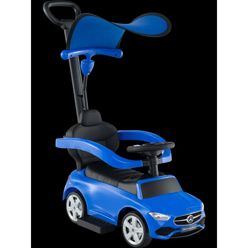 Costway Mercedes-Benz Licensed 3-in-1 Ride-On Push Car w/ Canopy 40528167 New Blue