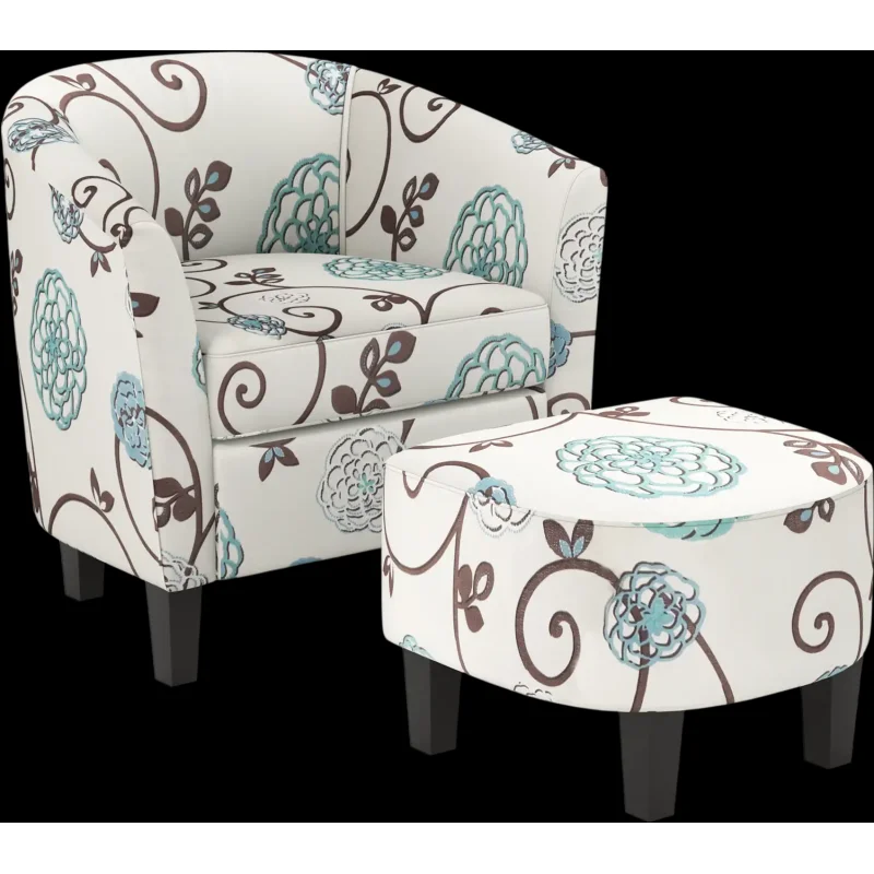 Costway Modern Fabric Upholstered Accent Tub Chair & Ottoman Set 01738564 New