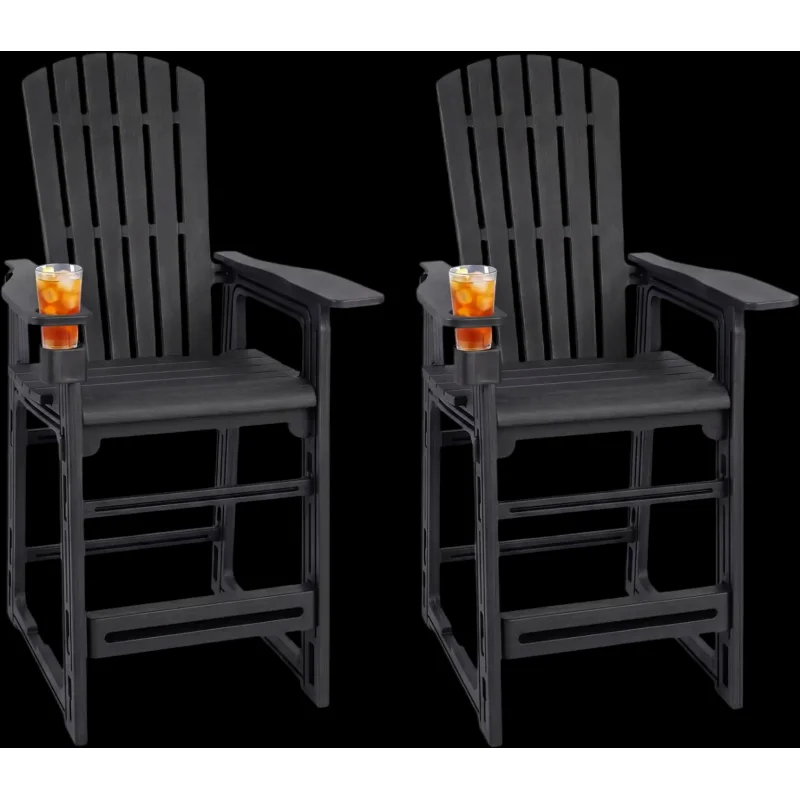 Costway Outdoor 29" Bar Stools Set of 2 w/ Backrest Armrests 19081095 New Black