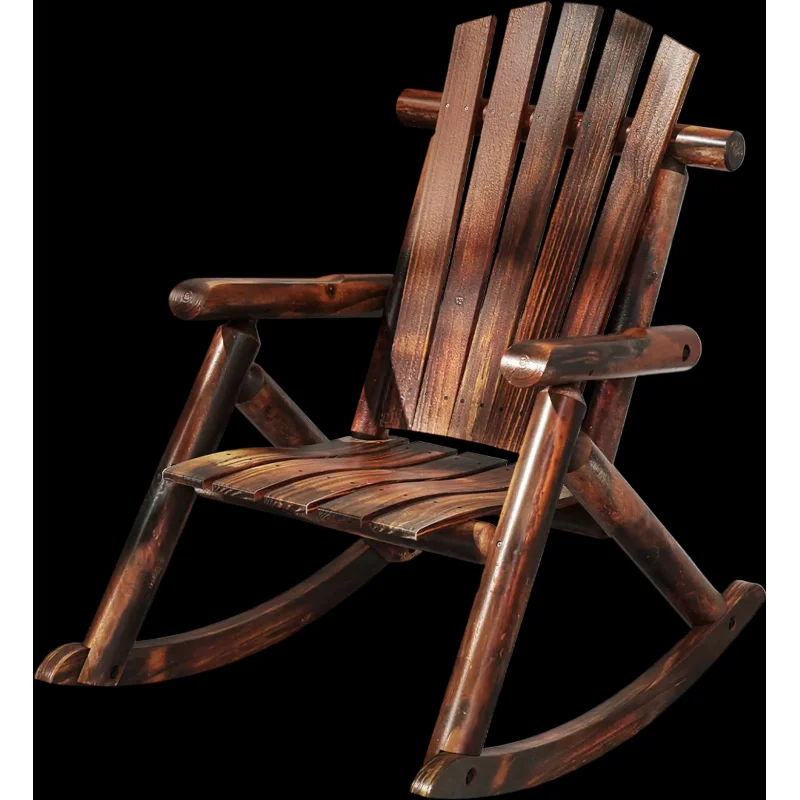 Costway Outdoor Adirondack Rocking Chair Solid Wood Porch Rocker 62058149 New Brown