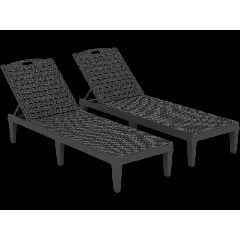 Costway Outdoor PP Chaise Lounge Chairs Set of 2 4-Position Adjustable Backrests 28795452 New Black