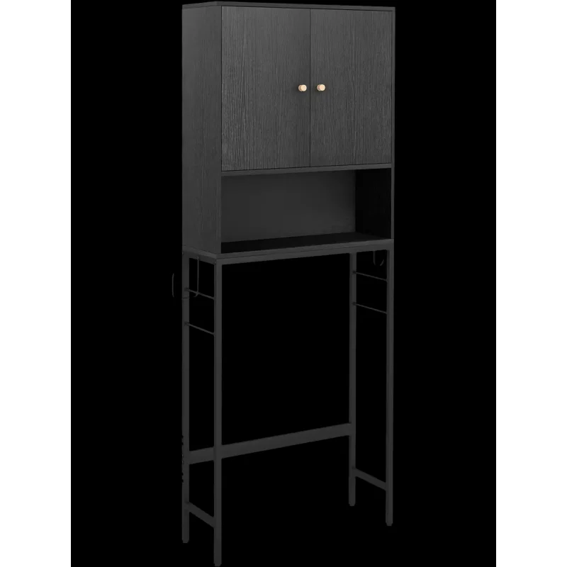 Costway Over Toilet Storage Cabinet 2-Door Adjustable Shelf 31489256 New Black