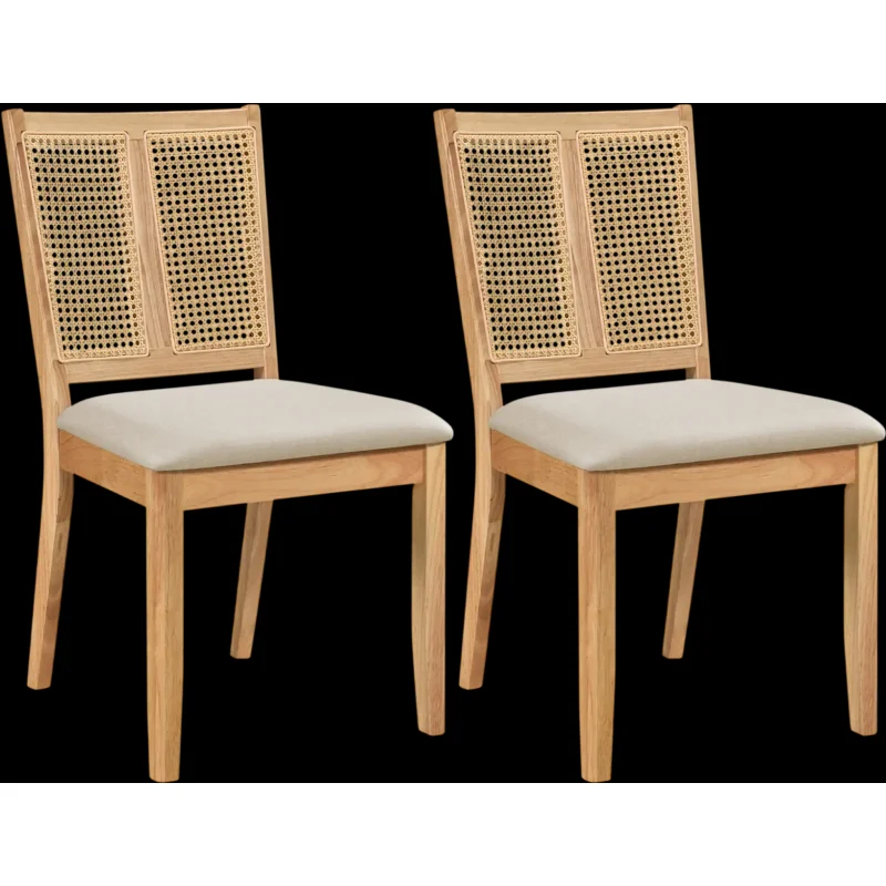 Costway Rattan Dining Chairs Set of 2 Curved Backrest Padded Seat 45444418 New Natural