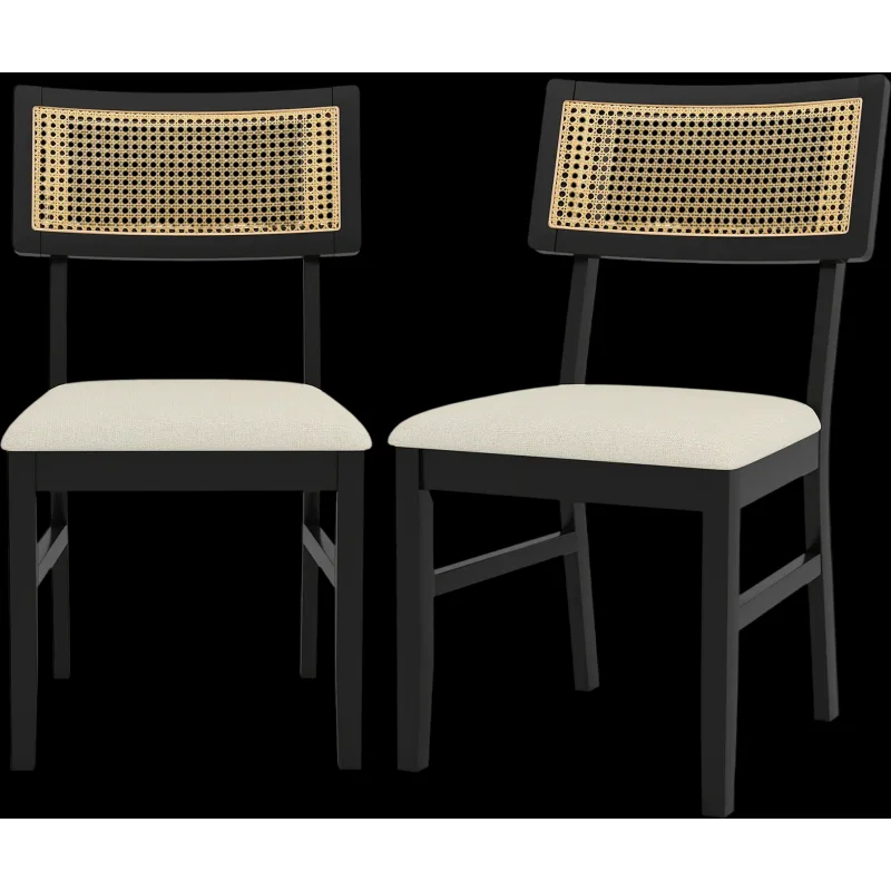 Costway Rattan Dining Chairs Set of 2 Upholstered Kitchen Chairs 24107917 New