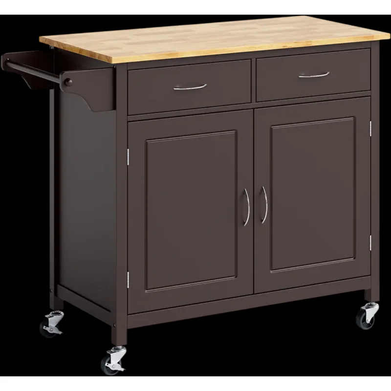 Costway Rolling Kitchen Cart Island Wood Counter Top 35976241 New Brown