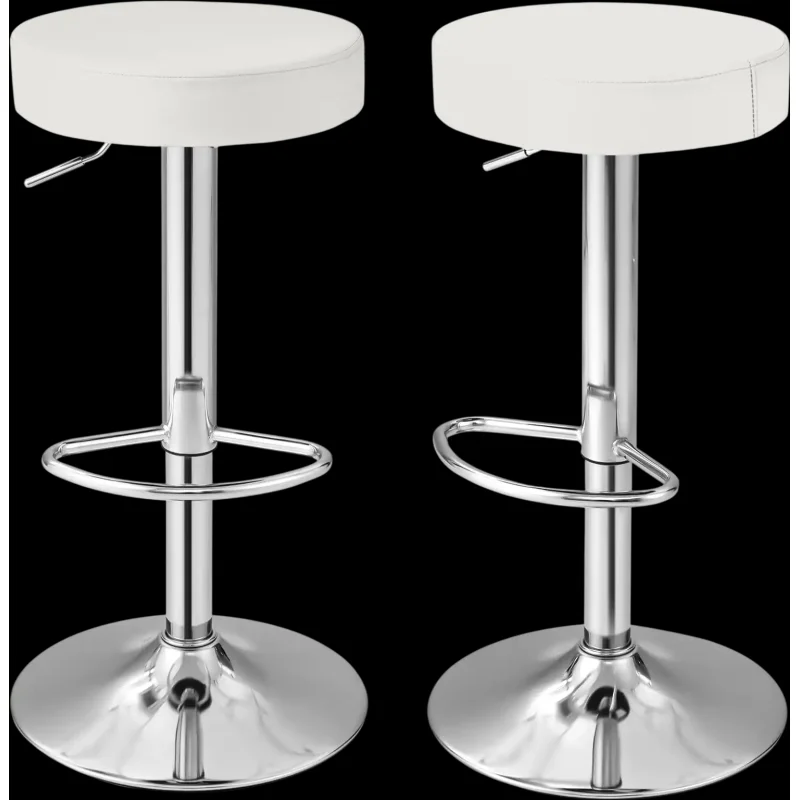 Costway Set of 2 Adjustable Swivel Round Bar Stools Pub Chairs 27430569 New White