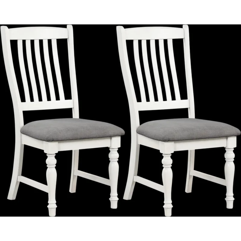 Costway Set of 2 Dining Chairs Kitchen Side Chairs Solid Wood Legs 53921768 New White