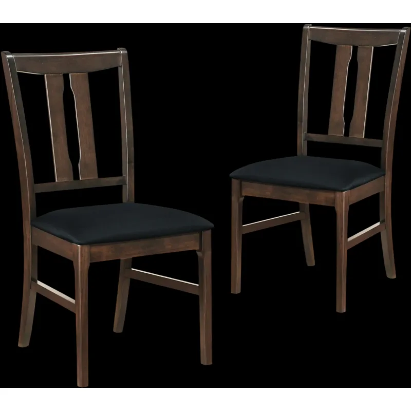 Costway Set of 2 Wooden Upholstered Dining Chairs High Curved Back 66234392 New Walnut