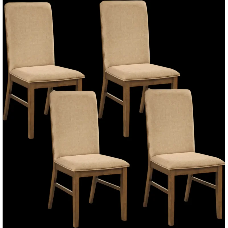 Costway Set of 4 Upholstered Dining Chairs Solid Rubber Wood Legs 15973322 New