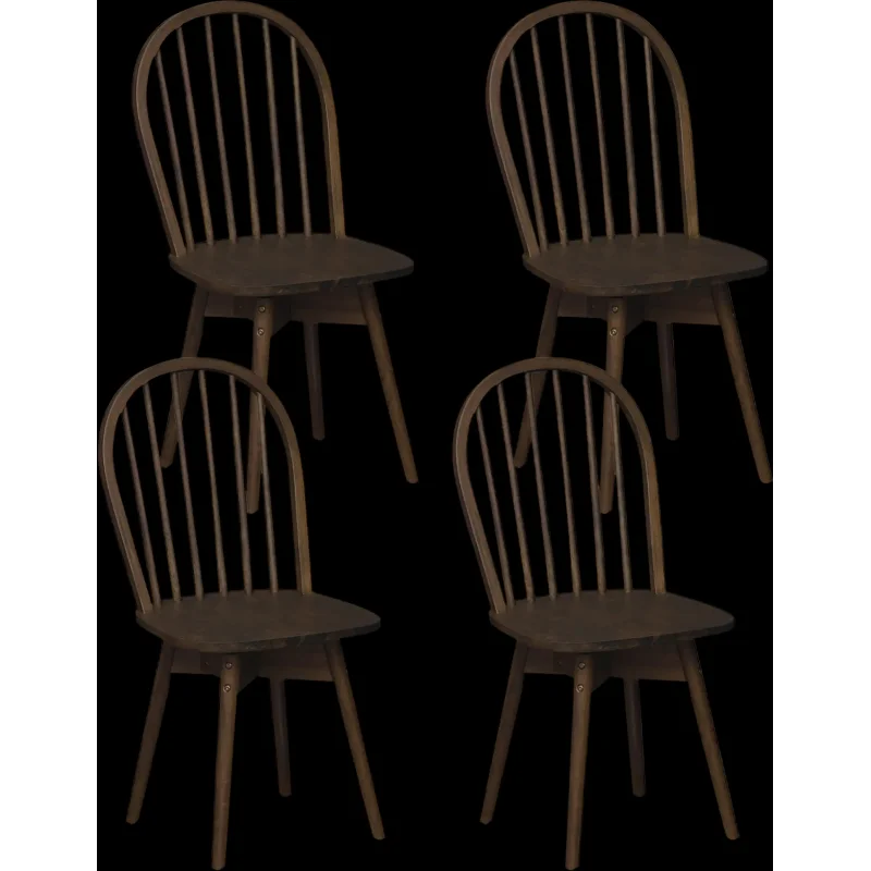 Costway Swivel Windsor Dining Chairs Set of 4 Solid Rubber Wood Frame 21836882 New Walnut