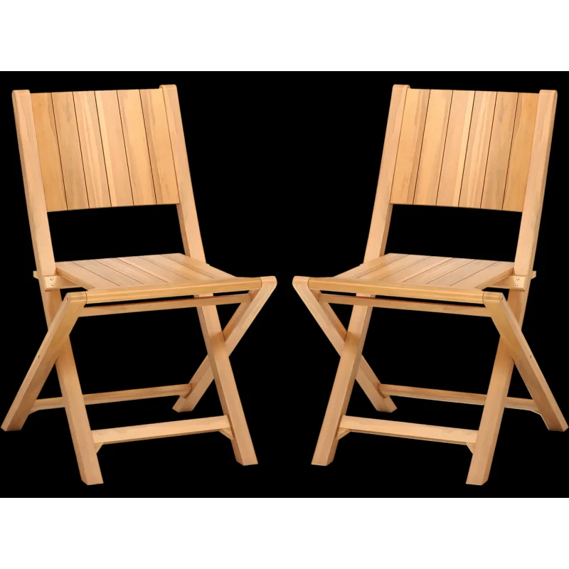 Costway Teak Wood Outdoor Patio Dining Chairs Slatted Seat 657498312 New
