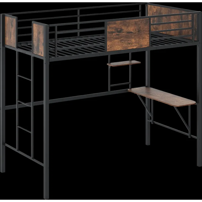 Costway Twin Loft Bed w/ Safety Guardrail & Ladder 73136276 New