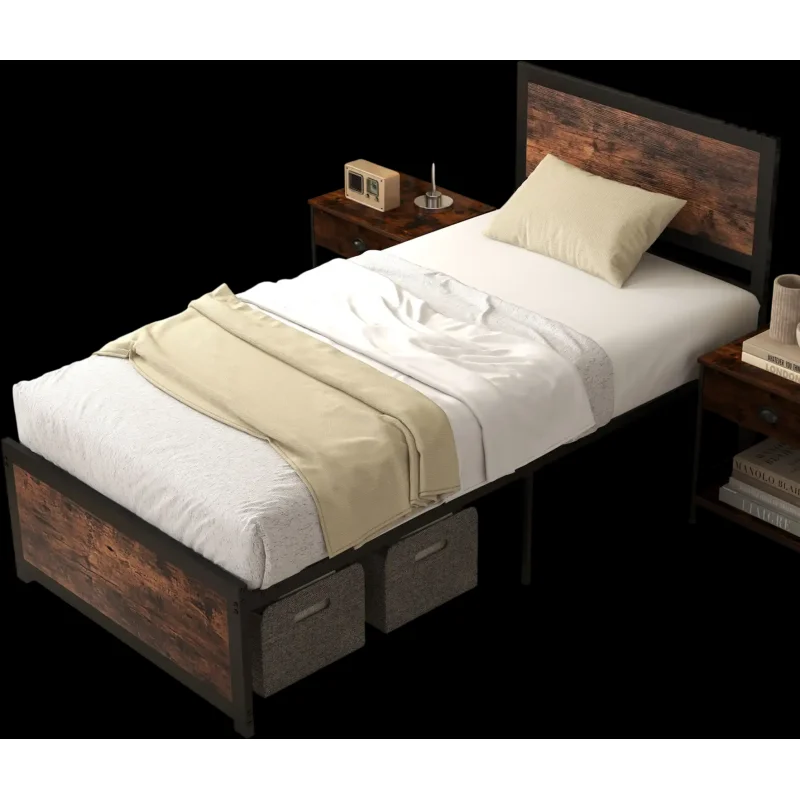 Costway Twin Metal Bed Frame High Headboard Mute Bars 92865317 New
