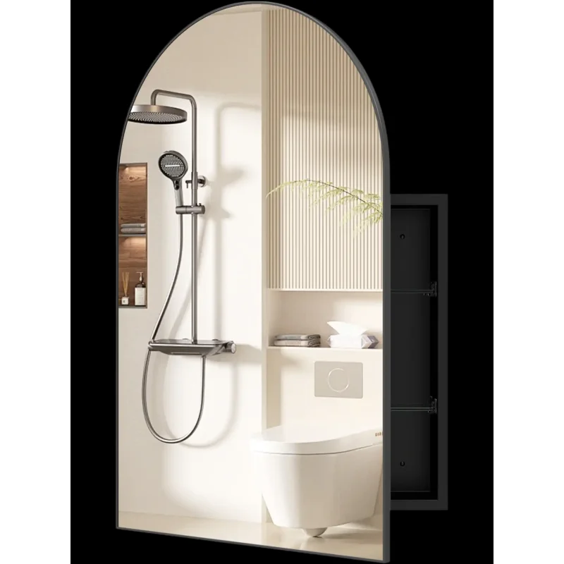 Costway Wall-Mounted Arched Mirror Storage Cabinet 68112866 New