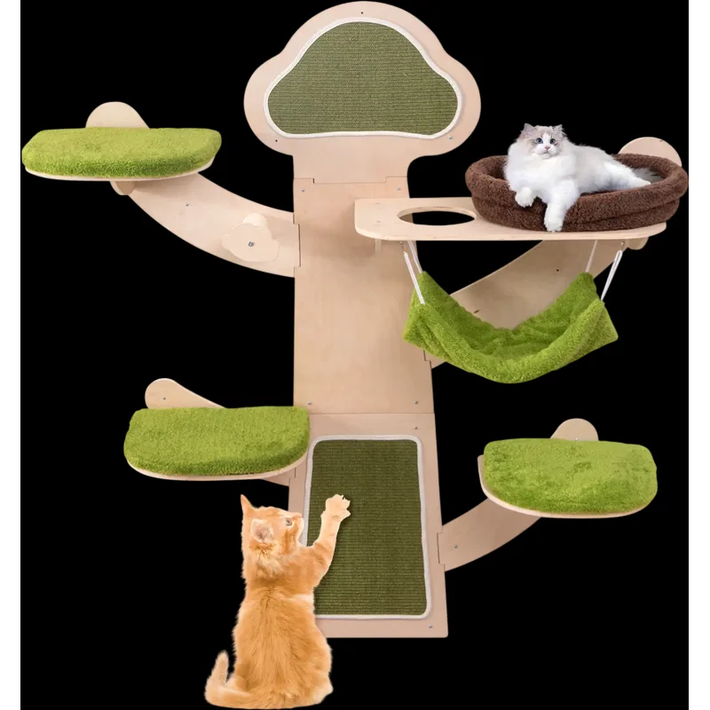 Costway Wall-Mounted Cat Tower Shelves Bed 12213163 New