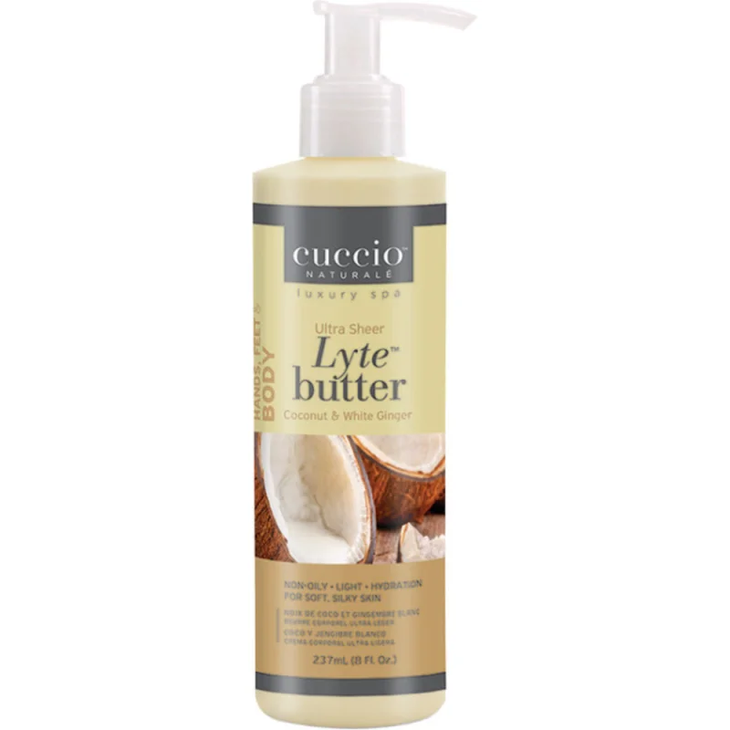 Cuccio Ultra Sheer Non Oily Lyte Butter - COCONUT & WHITE GINGER / 8 oz. - 237 mL.