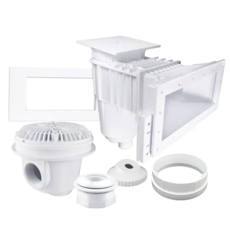 Custom Molded Products Vinyl Liner Skimmer Builders Kit Assembly, Wide Mouth, White #25160-110-900