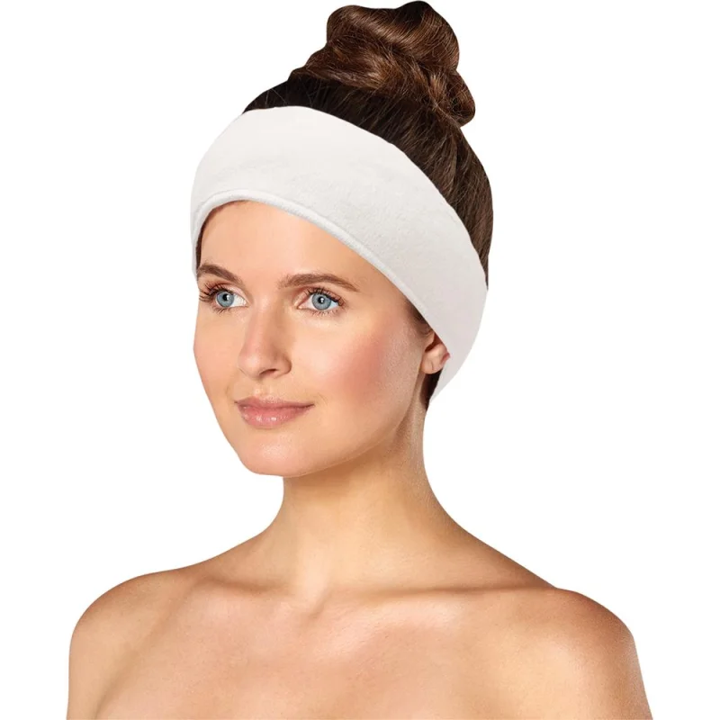 Deluxe 3" Wide Microfiber Headband with Velcro Closure - Ivory - Machine Washable - One Size Fits Most by Scalpmaster