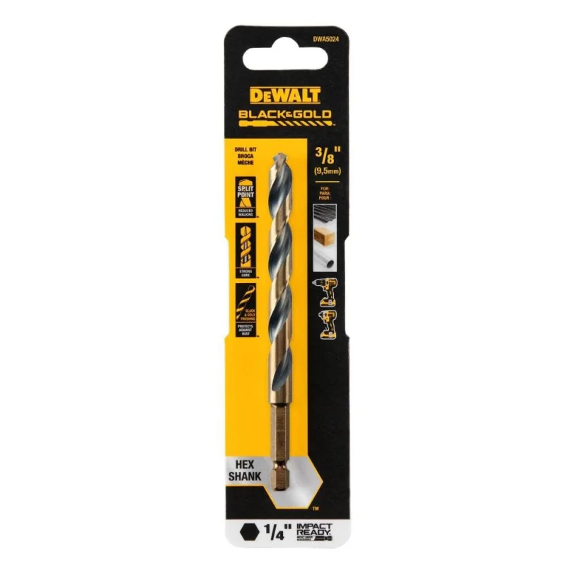 Dewalt Accessories DWA5024 3/8 in Black Gold Ir Drill Bit 3pk