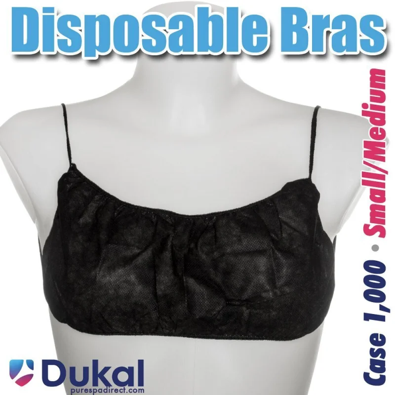 Disposable Single Use Bra - BLACK / Small-Medium / Case of 1,000 - Individually Wrapped Bras by Dukal