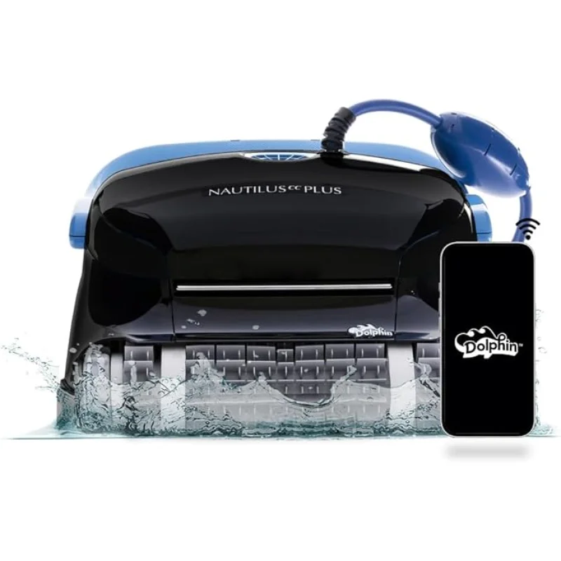 Dolphin Nautilus CC Plus Wi-Fi Automatic Robotic Pool Vacuum Cleaner, Always Cleaning, Never Charging, with Wall Climbing Scrubber Brush, Ideal for In-Ground Pools up to 40 FT in Length