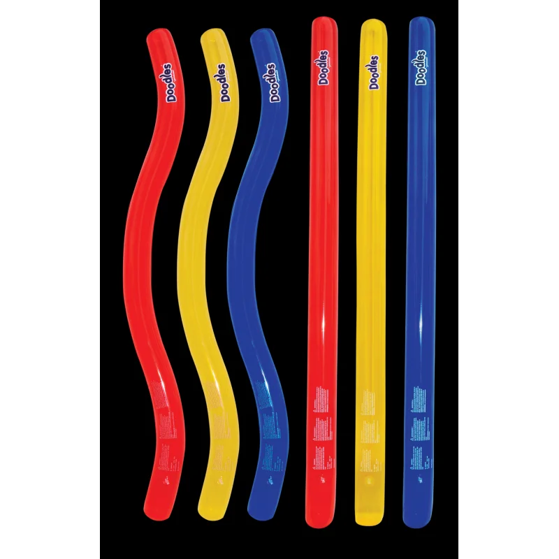 Doodles Inflatable Pool Noodles | 6-Pack | 72" Long | 3 Straight + 3 Curly
