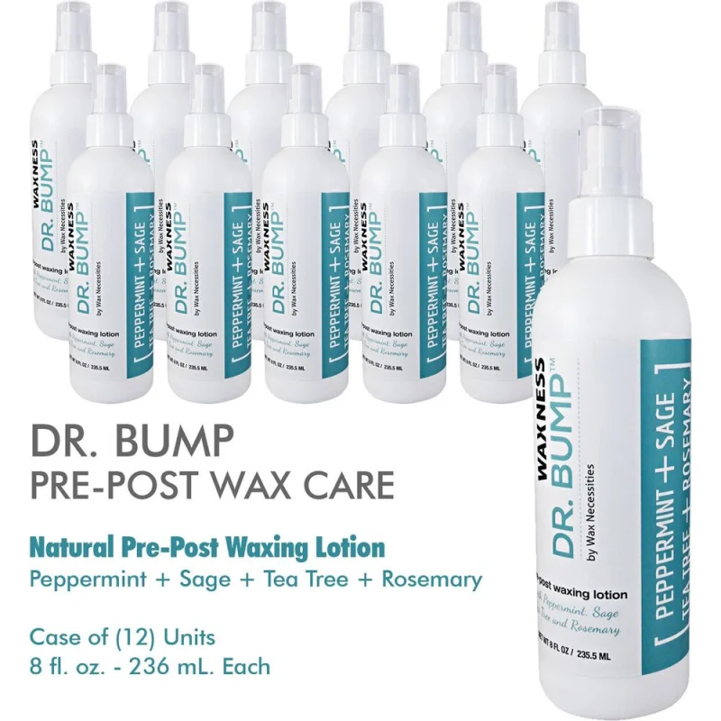Dr. Bump Natural Pre-Post Waxing Lotion / Peppermint + Sage + Tea Tree + Rosemary / PRE-POST WAX CARE / Case of (12 Units) - 8 fl. oz. - 236 mL. Each