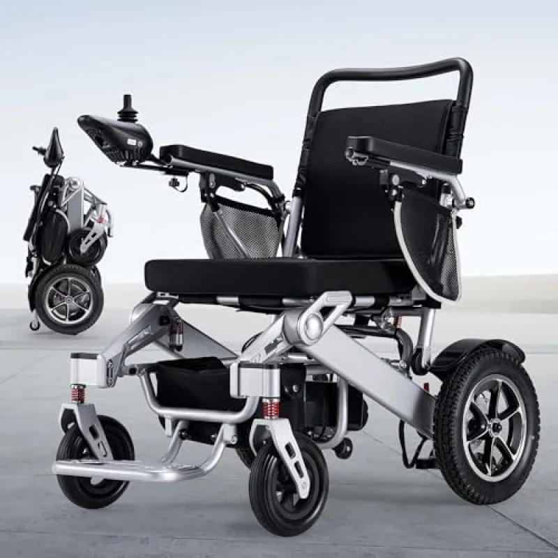 Electric Wheelchair,25 Miles Longer Range, Foldable Power Wheelchair for Adults Seniors,500W Dual Motors,Compact Motorized Wheelchair All Terrain,Intelligent Folding, Travel Size