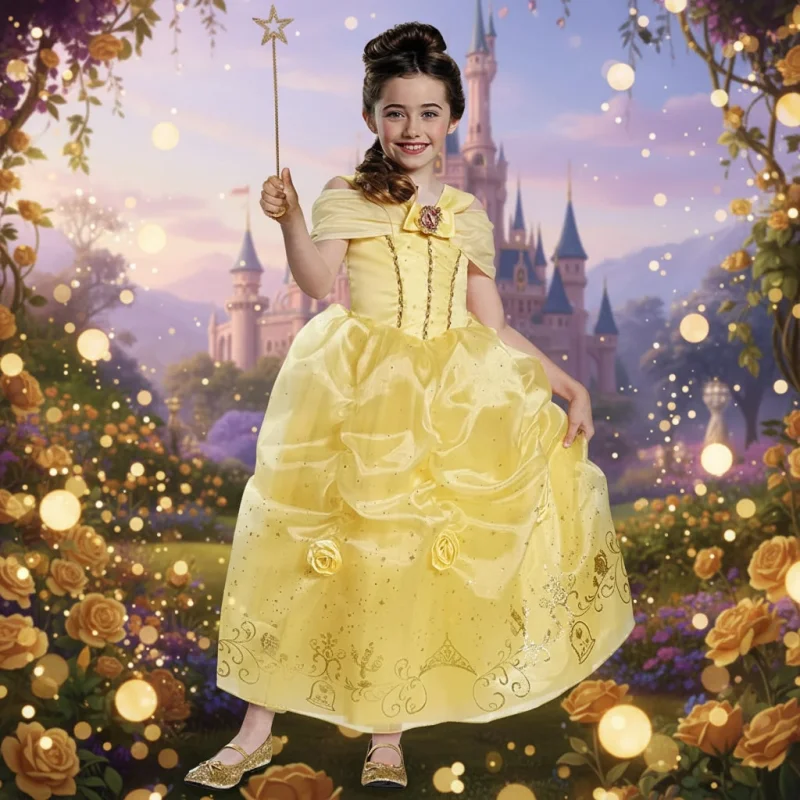 Enchanting Princess Costume Dress Set for Girls with Flowing Skirt | Perfect for Celebrations and Roleplay