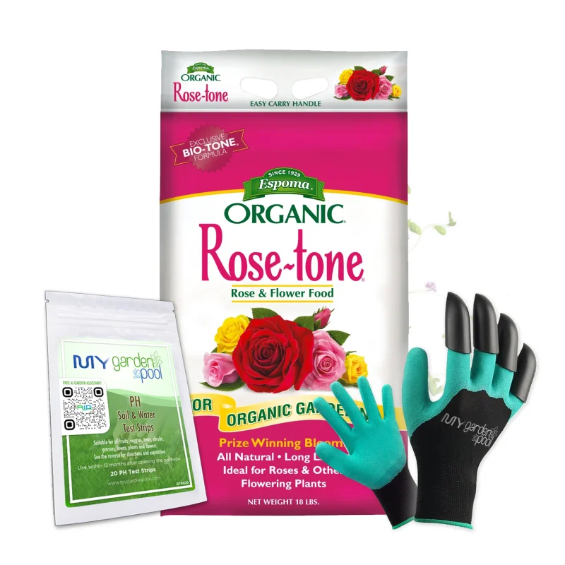 Espoma Rose-tone 18 lbOrganic Rose Fertilizer + Free Claw Gloves & pH Test Kit