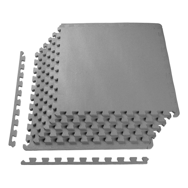 Everyday Essentials 1/2 Inch Thick Floor Puzzle Exercise Mat, 24 Sq Ft, Gray