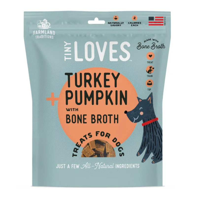 Farmland Traditions Tiny Loves Turkey & Pumpkin w/Bone Broth Dog Treats