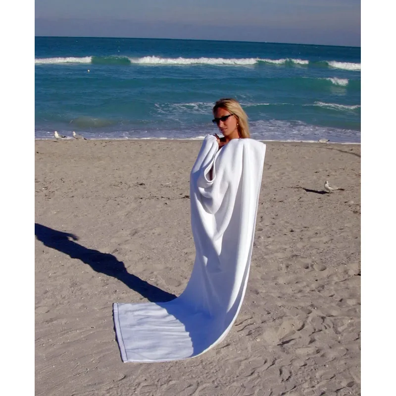 FatTowels - Oversized, Fluffy Beach Towel - Terry Towel, 35" x 70" White White