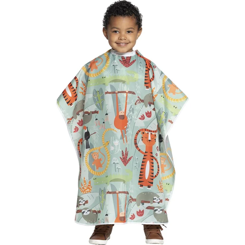 Fromm Apparel Studio Kids Hairstyling Cape - Forest Animals Print - Snap Closure / 41"L x 29"W