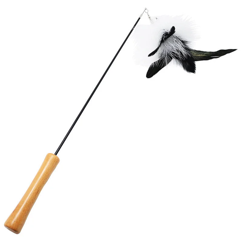 Funny Cat Stick with Flexible Wooden Handle & Telescopic Rod | Engaging Playtime Toy for Active Cats B
