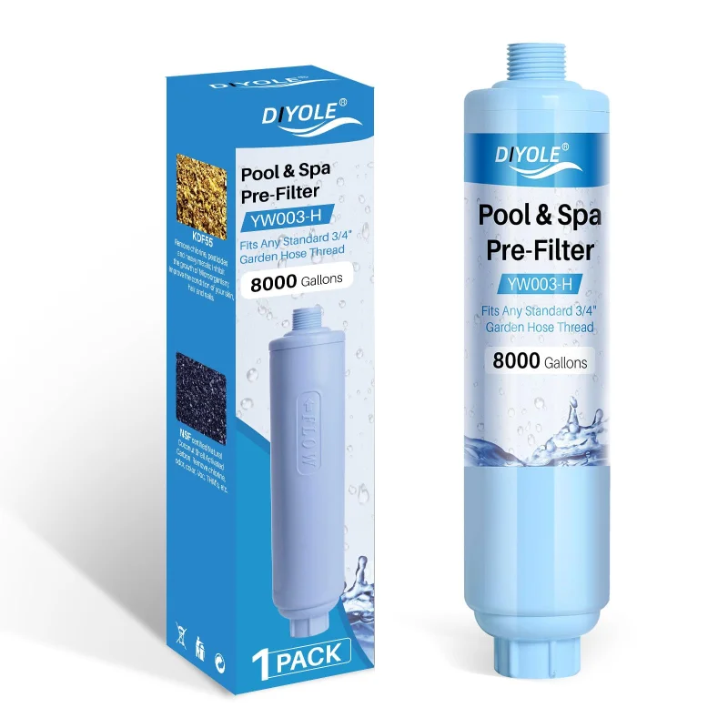 Garden Hose Filter for Filling Pool,Garden Hose Filter for Filling Hot Tub/Spa, Greatly Reduces Sediment, Chlorine, Heavy Metals and Odors, Standard 3/4" Garden Hose Thread (1 pack)