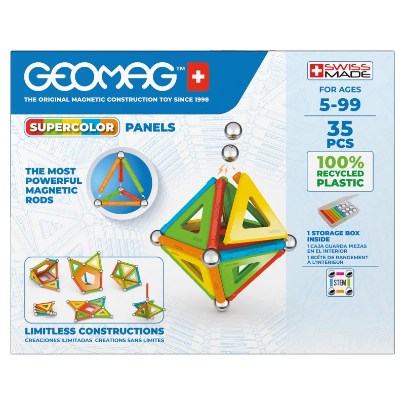 Geomag Supercolor Recycled Magnetic Building Set - 35 Pieces