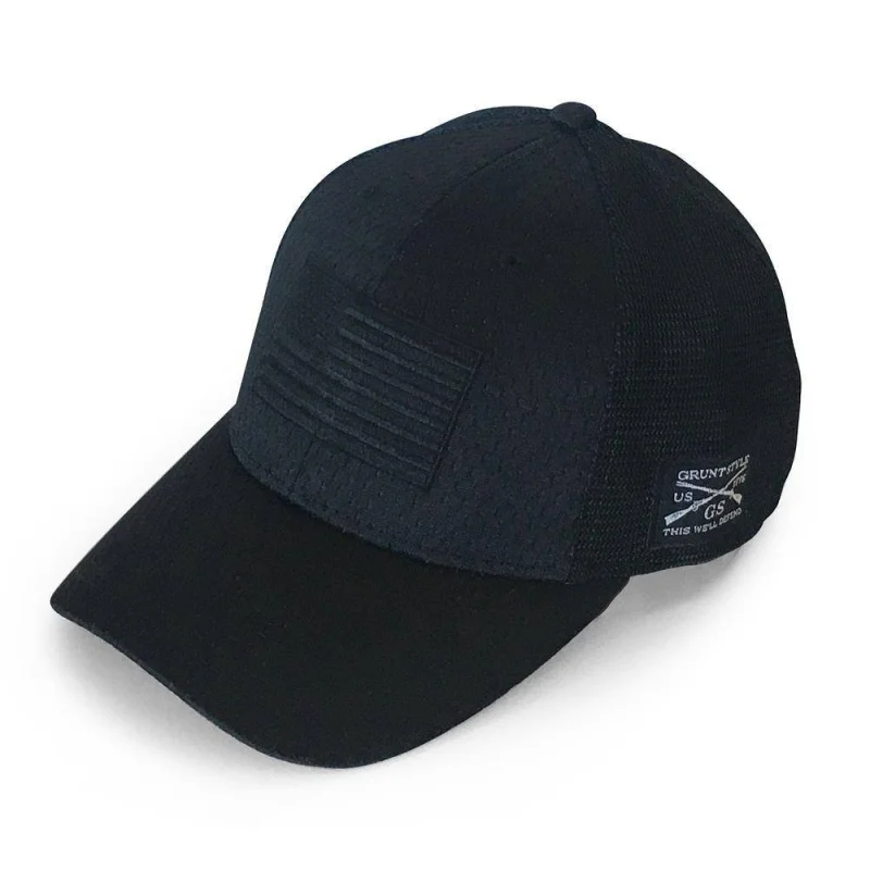 Grunt Style Blackout Flag Stretch Fit Hat (Black)